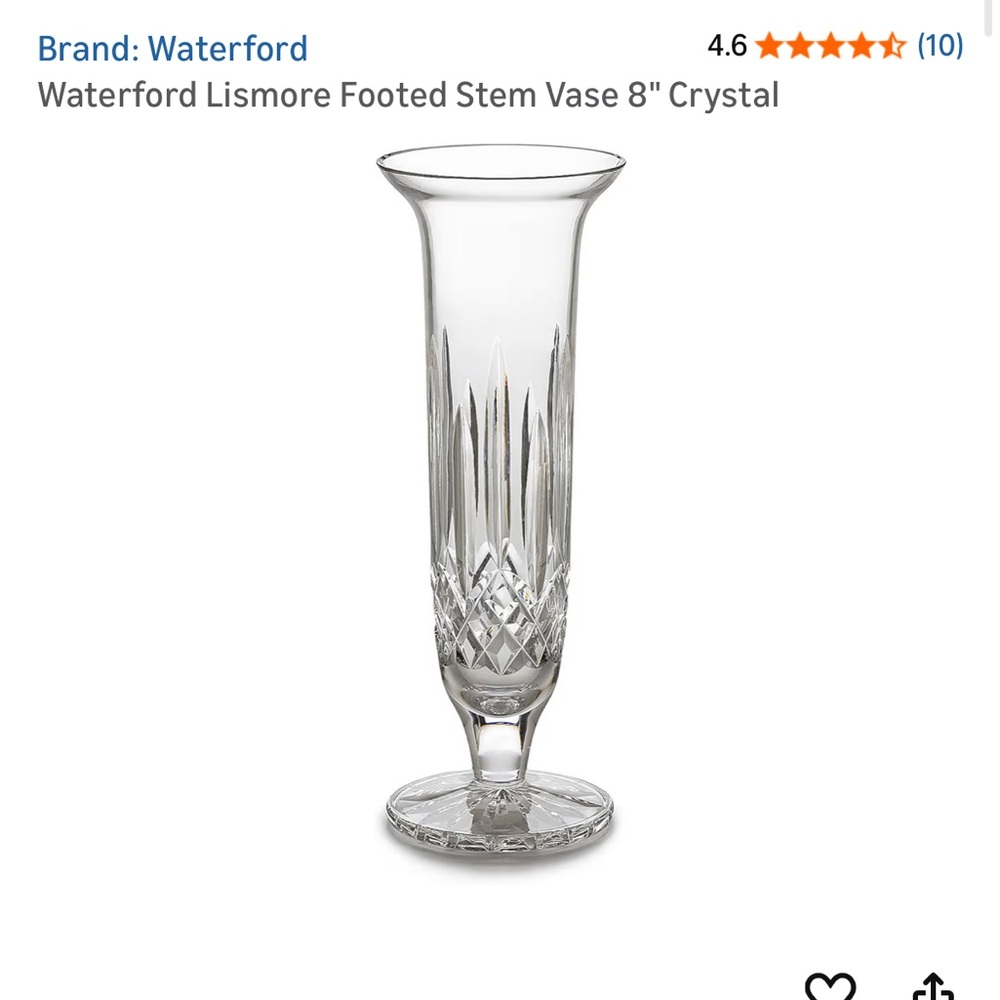 Waterford Lismore Footed Stem Vase 8" Crystal